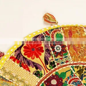 Indian Ethnic Bohmian Round Floor Pillow Floor Seating Cushions Meditation Decor Rajasthani Pillows thumbnail-2