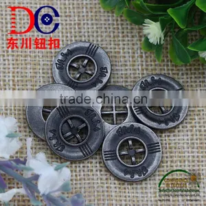 Silver Metal Two Eyes Sew Button,Metal Buttons for Jackets thumbnail-3