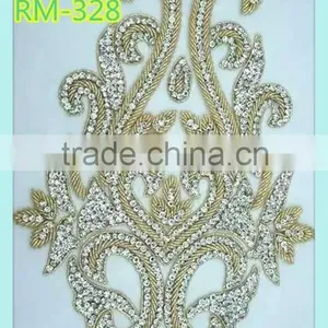Fashion Bridal Accessory Sew Rhinestone Beaded Applique RM328 thumbnail-1