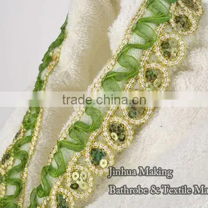 Exquisite Embroidery 100% Terry Cotton Bathrobe for Women thumbnail-4