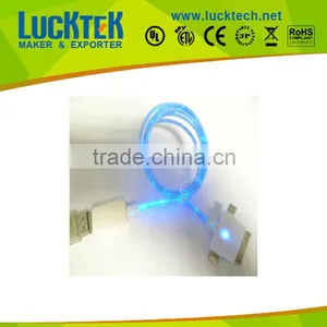 3 in 1 Color Flat USB Cable With Led Light for Mobile Phone thumbnail-1