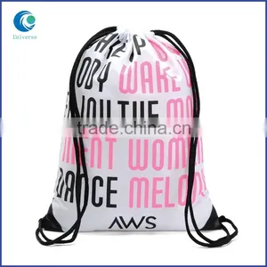 Black Logo Drawstring Nylon Backpack Bags thumbnail-4