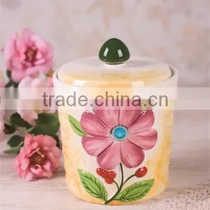 Decorative Ceramic Kitchen Spice Bottle Jar With Embossed Flower thumbnail-1