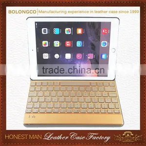Wholesale Intelligent Induction Switch Ultra-thin Aluminum Bluetooth Keyboard for Ipad Air Leather Cases thumbnail-1