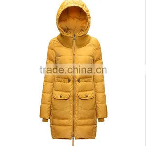 Womens Warm Mid-thigh Long Duck Down Coat Jacket, Custom Fishtail Winter Parka Women thumbnail-1