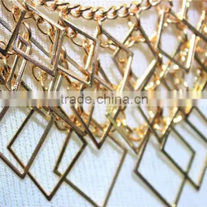 Newest Gold & Silver Necklace Short Chain Lozenge-shaped Charm Wholesale thumbnail-3