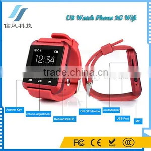 Smart IOS Android U8 Watch Phone 3G Wifi for Samsung for IPhone for HTC Red thumbnail-4