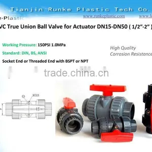 PVC Double Union Ball Valve for Actuator thumbnail-1