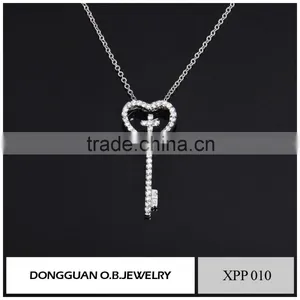 Crystal Necklace Pendant, Fashion LOVE Shape Pendant Jewelry With Imitation White Gold Plated thumbnail-3