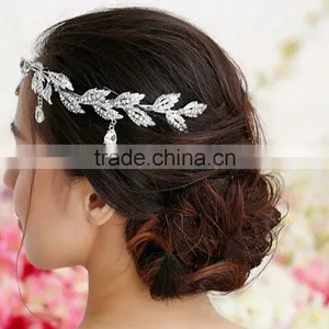 Elegant Bridal Rhinestone Crystal Prom Hair Chain Forehead Band Headpiece thumbnail-5