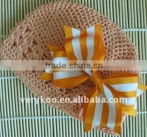 Crochet Newsboy Beanie Kufi Hats With a Hair Bow thumbnail-1