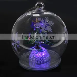 Christmas Glass Inside Painting Ball Xmas Ball ,clear Glass Christmas Ball With LED Light thumbnail-5
