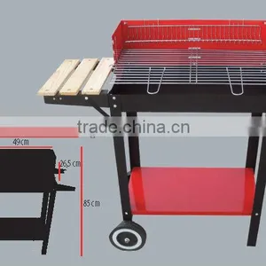 Quality Trolley Charcoal Bbq Grill With Two Wheels, Wholesale Bbq Wood thumbnail-1