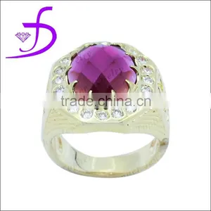 Factory Direct Sale Brass Jewelry Big Stone Fashion Mens Brass Ring thumbnail-1