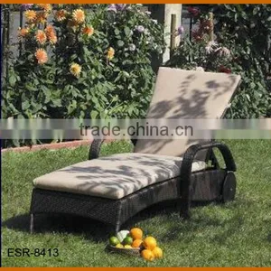 Garden Lounge With Wheel Rattan Sun Lounge thumbnail-1