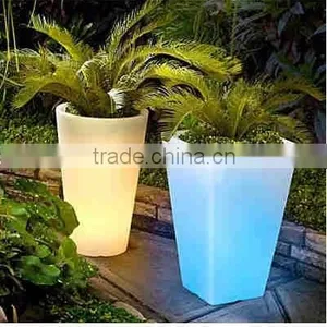 75cm High Square Lighted Garden Flower Pot thumbnail-1