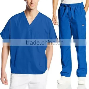OEM Mens Workwear Scrub Set MedicalDentist Uniform V-neck Top & Cargo Pant thumbnail-1