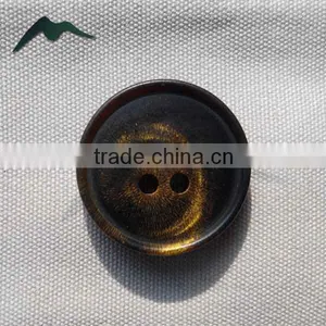 28L 4 Holes Dying Yellow Grain Real Buffalo Horn Suit Button With Rim thumbnail-1