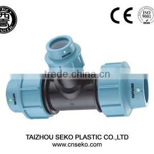 PN 16 Pp/pe Compression Fittings Reducing Tee for pe Pipe thumbnail-1