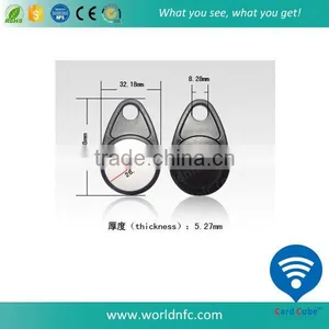 13.56MHz RFID 1K S50 Black Keyfob, F08 Keychain for Access Control thumbnail-2