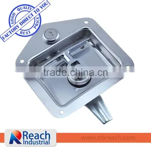 Flush Mount Polished Stainless Steel Key-Locking Recessed Folding T-Handle Latch Lock thumbnail-1