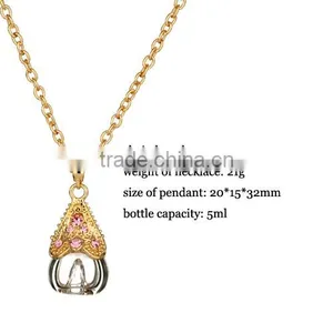 Luxury Enjoyment Necklace Pendant Glass Perfume Bottle Jewelry Necklace thumbnail-1