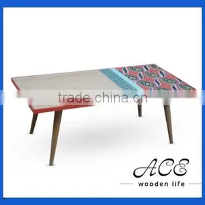 Vintage Pattern Solid Wooden Table Customization Printing Table Assemble Painting Little Table Stand thumbnail-1