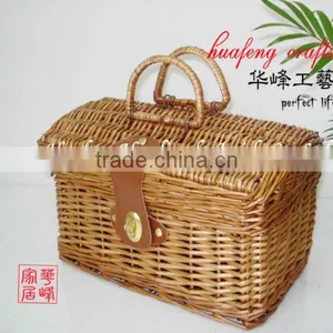 Storage Wicker Basket With Hamper and Handle thumbnail-1