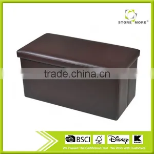 Faux Leather Folding Storage Ottoman Footrest Stool Shoe Bench Tea Table thumbnail-1
