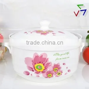 8" Procelain Microwave Oven Pot With Porcelain Lid thumbnail-2
