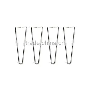 14 Inch 2 Rod Durable Chrome Hairpin Table Legs Metal Leg With Wood Top thumbnail-1