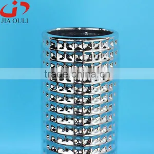 Quality Silver Plating Ceramic Home Decor Vases , Silver Vase thumbnail-3