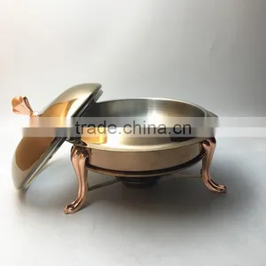 26cm Rose Gold Plated Stainless Steel Chafing Dish for Banquet Hot Sale Chafing Dish thumbnail-1