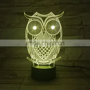 UCHOME Owl 3D Illusion Lamp 7 Color Changing Touch/Press Table Desk LED Night Light thumbnail-2