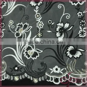 Elegant Embroidery Design Mesh Fabric, Flower Sequin Fabric for Dress thumbnail-2