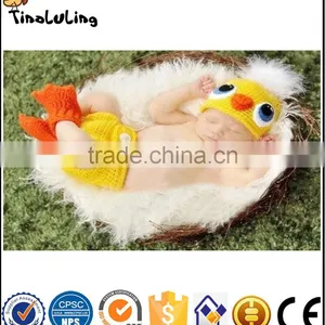 Duck Crochet Quality 3pcs Yellow Outfits Hat+Diaper+Shoes Photographie Props For Newborn Baby Suits thumbnail-1