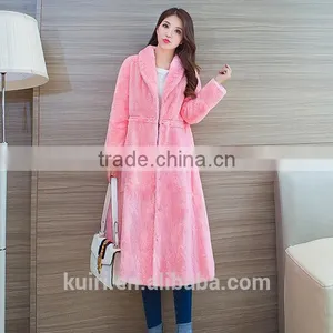 2016 Fur Coat Women's New 2016 Winter Overcoat Female Outerwear Real Rabbit Fur With Long DesignThicken Warm Top Fur Jacket thumbnail-3