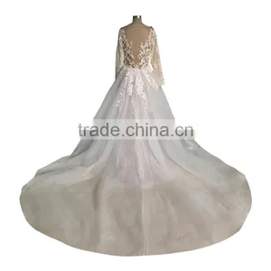 China OEM Long Sleeve Lace Wedding Dress For Sale thumbnail-2