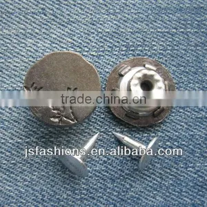 New Arrivals Customized Flower Engraved Alloy Shank Jeans Button With Vintage Color Cap thumbnail-1