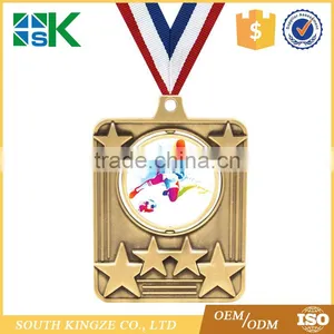 Rectangular Shape Star Designed Antique Bronze Finish Football Sport Medal thumbnail-2