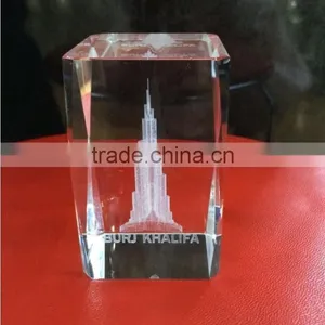 3D Laser Engraved Dubai Burj Khalifa Cube Religious Crystal Souvenirs Crystal Gifts thumbnail-1