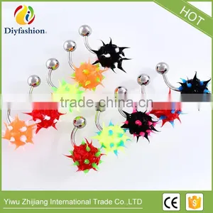 Stainless Steel Mixed Color Silicone Ball Shape Navel Ring thumbnail-2