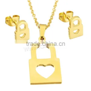 Necklaces Women 2017 Lock 18k Gold Plated Jewelry Set thumbnail-2