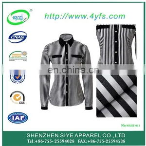 Classical Black and White Stripe Ladies Blouse or Tops thumbnail-1