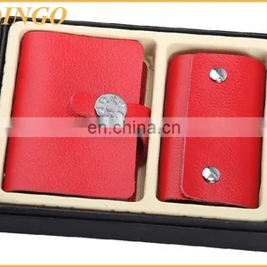 Promotional Gifts Genuine Leather Card Holder Key Case Sets With Gift Box thumbnail-1