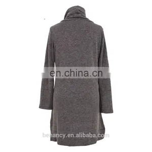 Elegant Mature Xxl Size Women 3/4 Sleeve Cow Neckline Shirt Dress thumbnail-2