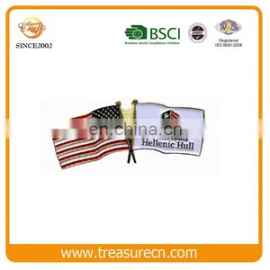 Gold-plated Iron Twin Flag Metal Badge With Enamel Logo thumbnail-1
