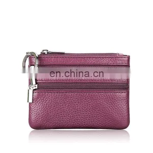 3 Zippers Genuine Leather Coin Bag Credit Card Bag Cash Bag thumbnail-3