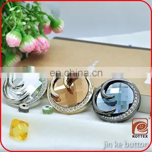 2017 Year Jewelry Crystal Rhinestone High Fashion Gunmetal Or Gold Plating Color Big Metal Alloy Button Has Down Hole, For Woman thumbnail-1