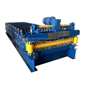 Export to Poland 1080 Trapezoidal Double Layer Roll Forming Machine With Post Guide Cutting thumbnail-1